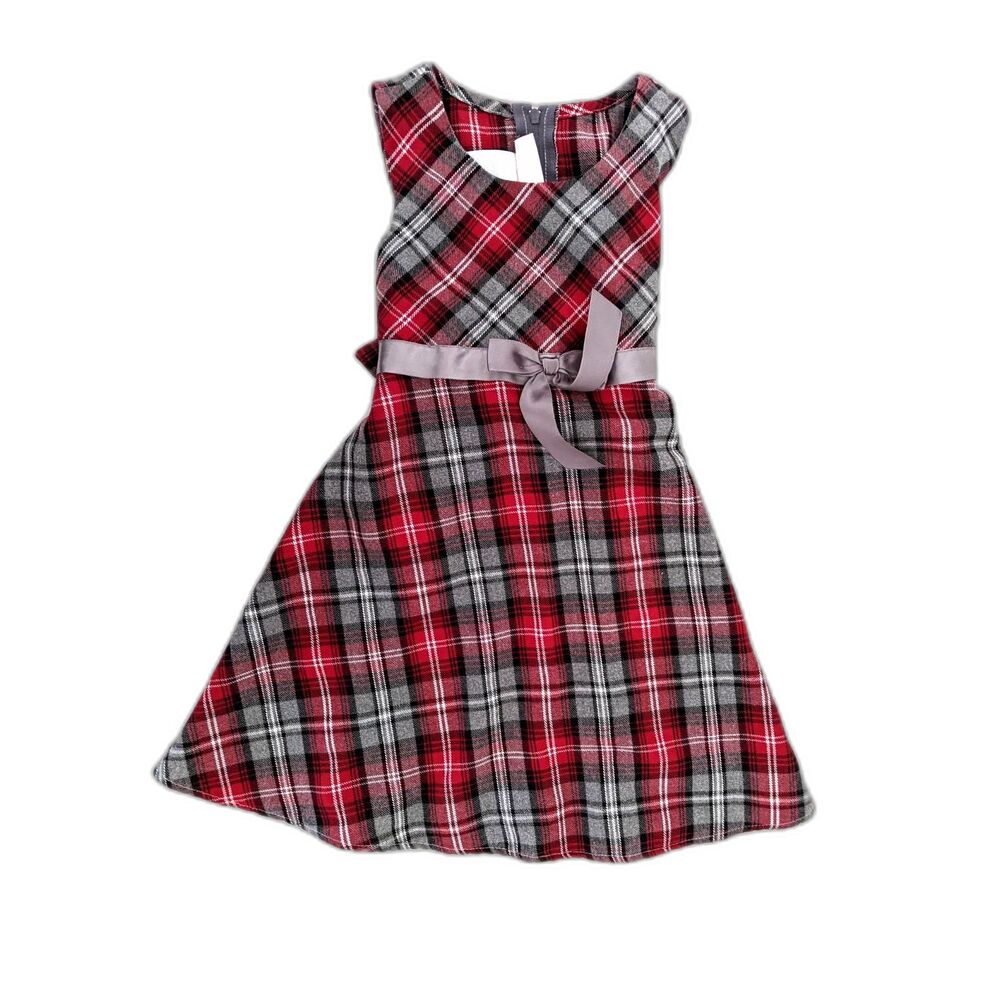 Ashley Ann Holiday Red and Gray Sleeveless Christmas Dress, Size 4T